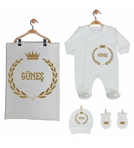 Pia Baby GL 2007 İsme Özel Taçlı Battaniye Tulum Set