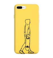 Iphone 8 Plus Çizgi Tasarımlı Sarı Lansman Telefon Kılıfı