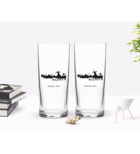 BK Gift Kişiye Özel Renkli Baskılı Konya Tasarımlı Turistik İkili Rakı Bardağı Seti-2 (Beyaz)