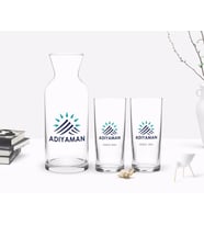 BK Gift Kişiye Özel Renkli Baskılı Adıyaman Tasarımlı Turistik İkili Rakı Bardağı ve Karaf Hediye Seti-2 (Model 1)