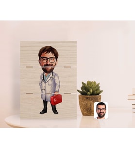 BK Gift Kişiye Özel Erkek Acil Tıp Teknisyeni Karikatürlü Otantik Masaüstü Ahşap Palet Çerçeve-1 (Beyaz)