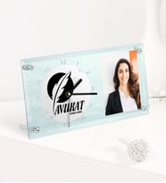 BK Gift Kişiye Özel Avukat Temalı Masaüstü Cam Saat - 12 (Beyaz)