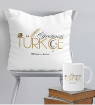 BK Gift Kişiye Özel Türkçe Öğretmeni Temalı Yastık Kupa Seti - 1