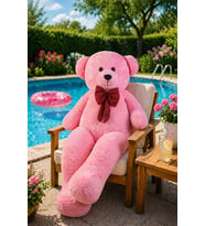 125 cm Papyonlu Büyük Beyaz Ayıcık (%100 Yerli) (Pembe)