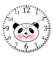 Sevimli Panda Duvar Saati Bombeli Gercek Cam