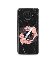 Mermer Çiçekli Harf Tasarım Süper Şeffaf Silikon Telefon Kılıfı Samsung A6 (2018