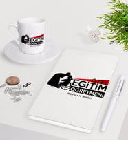 BK Gift Kişiye Özel Özel Eğitim Öğretmeni Beyaz Defter Kalem Türk Kahvesi Fincanı Seti-1 (Model 1)