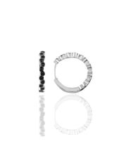 Söğütlü Silver Gümüş rodyumlu 17 mm siyah sıra taşlı halka küpe