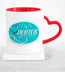 BK Gift Kişiye Özel Mesleki Doktor Kırmızı Kalpli Kupa Bardak  14