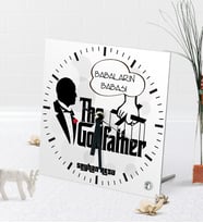 BK Gift Kişiye Özel Babaların Babası Masaüstü Kare Cam Saat-3 (Beyaz)