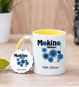 Makine Mühendisi Sarı Kupa Bardak Ve Anahtarlık Set