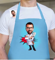 BK Gift Kişiye Özel Bay Kasap Karikatür Mavi Mutfak Önlüğü  1