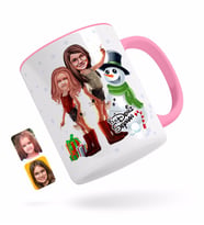 BK Gift Kişiye Özel Yeni Yıl Kız Kardeşler Karikatürlü Pembe Kupa Bardak-2