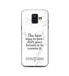 Samsung A6 (2018) Beyaz Mermer Söz Tasarımlı Telefon Kılıfı