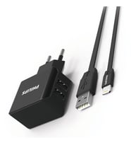 Philips DLP2502L 2 USB Çıkışlı Duvar Şarj Cihazı & MFI Lisanslı Lightning Şarj Kablosu Combo Set (Siyah)