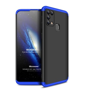 Microsonic Samsung Galaxy M31 Kılıf Double Dip 360 Protective Siyah Mavi