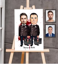 Kişiye Özel enler Siyah Önlük Karikatürlü Ahşap Tablo 30x47 Erkek Arkadaş-1