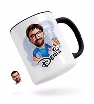 BK Gift Kişiye Özel Erkek Antrenör Karikatürlü Siyah Kupa Bardak-1