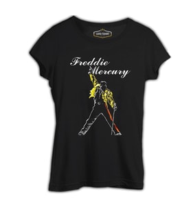 Freddie Mercury - King of Queen Siyah Kadın Tshirt