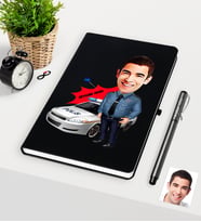 BK Gift Kişiye Özel Bay Trafik Polisi Karikatürlü Siyah Defter Kalem Seti - 2