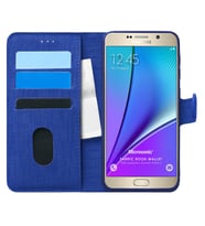 Microsonic Samsung Galaxy Note 5 Kılıf Fabric Book Wallet Lacivert