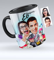 BK Gift Kişiye Özel Evleniyoruz Karikatürlü Siyah Kupa Bardak  8