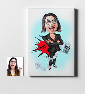 BK Gift Kişiye Özel Bayan Muhasebeci Karikatür Kanvas Tablo 50x70cm 2