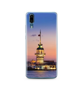 Kız Kulesi Tasarımlı Süper Şeffaf Silikon Telefon Kılıfı Huawei P20   