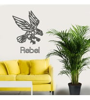 New Jargon - Rebel Yazısı Ve Yırtıcı Kartal Duvar Yazısı Sticker 60x42cm - Siyah