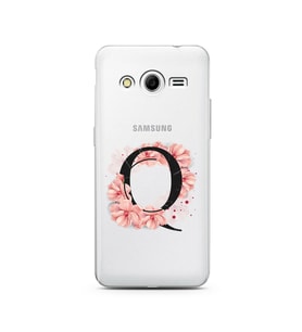 Pembe Çiçekli Harf Tasarım Süper Şeffaf Silikon Telefon Kılıfı Samsung Core 2 Q-