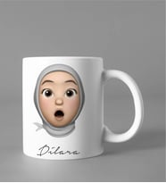 Emoji Kız Tesettürlü Stiker Kupası Kişiye Özel