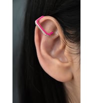 925 Ayar Gümüş Taşlı Rose Kaplama Pembe Mineli Kıkırdak Küpe