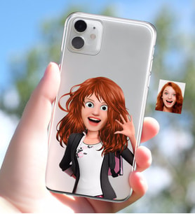 BK Gift Kişiye Özel Kadın Animasyon Karikatürlü iPhone 11 İnce Şeffaf Silikon Telefon Kapağı-5 (Beyaz)
