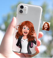 BK Gift Kişiye Özel Kadın Animasyon Karikatürlü iPhone 11 İnce Şeffaf Silikon Telefon Kapağı-5 (Beyaz)