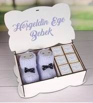 Kişiye Özel Nazarlı Hoşgeldin Bebek Hediye Seti 89251 (Mavi)