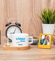 Su Ürünleri Mühendisi Fincan ve Turuncu Mini Fotoğraf Çerçevesi