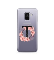 Pembe Çiçekli Harf Tasarım Süper Şeffaf Silikon Telefon Kılıfı Samsung A8 (2018)