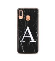 Samsung A40 Siyah Mermer Harf Tasarımlı Telefon Kılıfı A-Harfi 