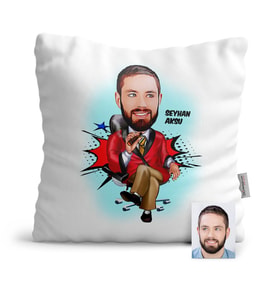 BK Gift Kişiye Özel Patron Karikatür  Yastık  2