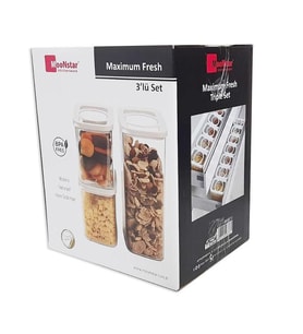 Moonstar maximum fresh üçlü saklama kabı hava sızdırmaz-MAX-SET2 (Beyaz)