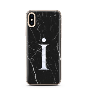 Iphone Xs Siyah Mermer Harf Tasarımlı Telefon Kılıfı İ-Harfi 