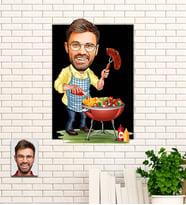 Kişiye Özel Mangalcı Temalı Karikatür Ahşap Tablo