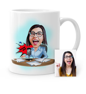 BK Gift Kişiye Özel Bayan Spiker Karikatür Beyaz Kupa Bardak  1
