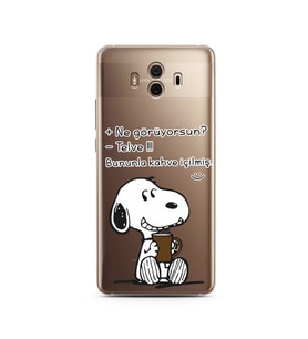Snoopy Tasarımlı Süper Şeffaf Silikon Telefon Kılıfı Huawei Mate 10 Pro 