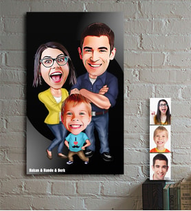 BK Gift Kişiye Özel Aile Karikatür Ahşap Tablo  1