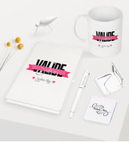BK Gift Kişiye Özel Valide Sultan Beyaz Defter Kalem Kupa Ayna Seti - 1 (Model 1)