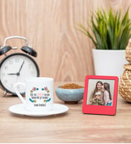 Bir Tek Annem Olsun Türk Kahvesi Fincanı ve Kırmızı Mini Fotoğraf Çerçevesi