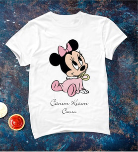 Kişiye Özel Minnie Mouse Tişörtü Bebek-Çocuk