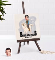 BK Gift Kişiye Özel Beyaz Atlı Prens Karikatürlü Şovaleli Doğal Taş-3