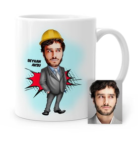 BK Gift Kişiye Özel Mühendis Karikatür Beyaz Kupa Bardak  1